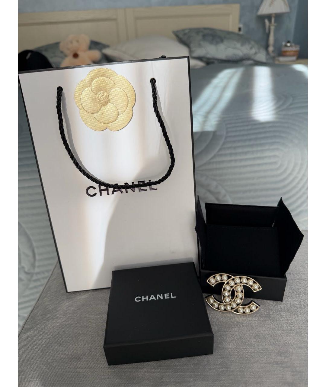 CHANEL Золотая жемчужная булавка / брошь, фото 4