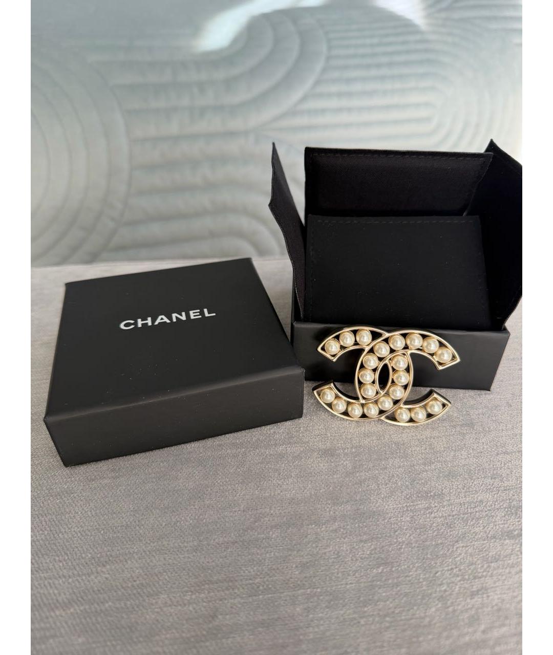 CHANEL Золотая жемчужная булавка / брошь, фото 3