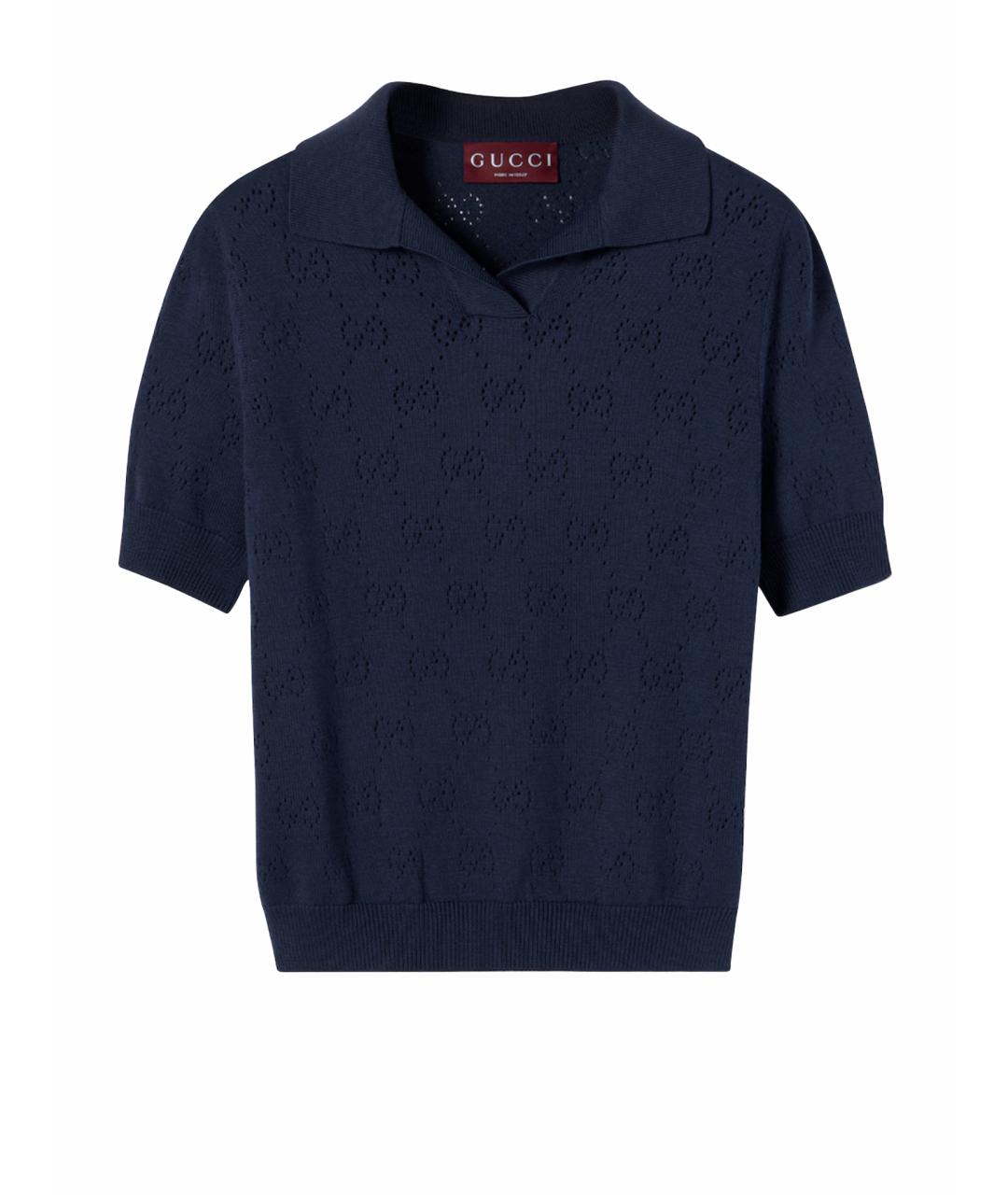 GUCCI Темно-синий шелковый джемпер / свитер, фото 1