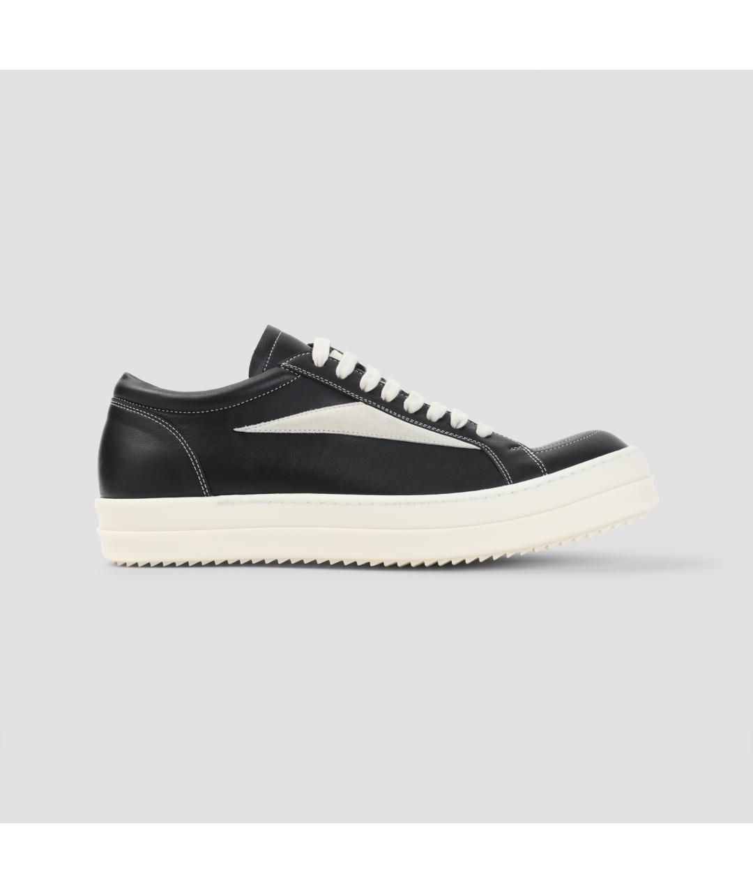 RICK OWENS Черные кожаные низкие кроссовки / кеды, фото 2
