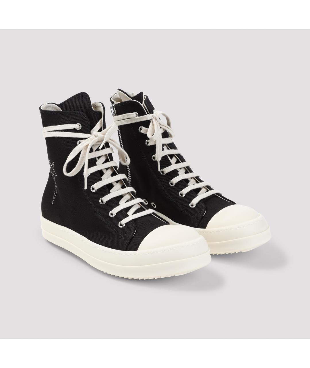 RICK OWENS DRKSHDW Черные текстильные высокие кроссовки / кеды, фото 4