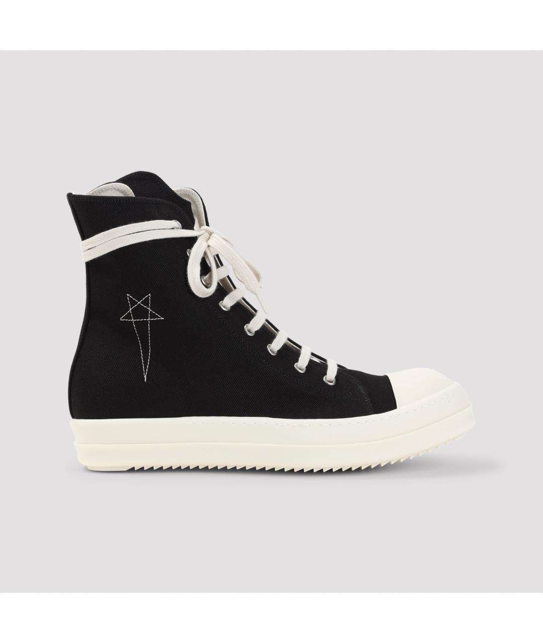 RICK OWENS DRKSHDW Черные текстильные высокие кроссовки / кеды, фото 2