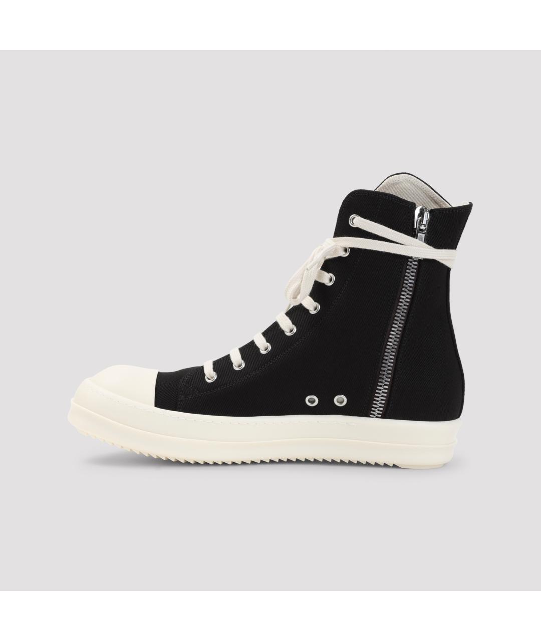 RICK OWENS DRKSHDW Черные текстильные высокие кроссовки / кеды, фото 3