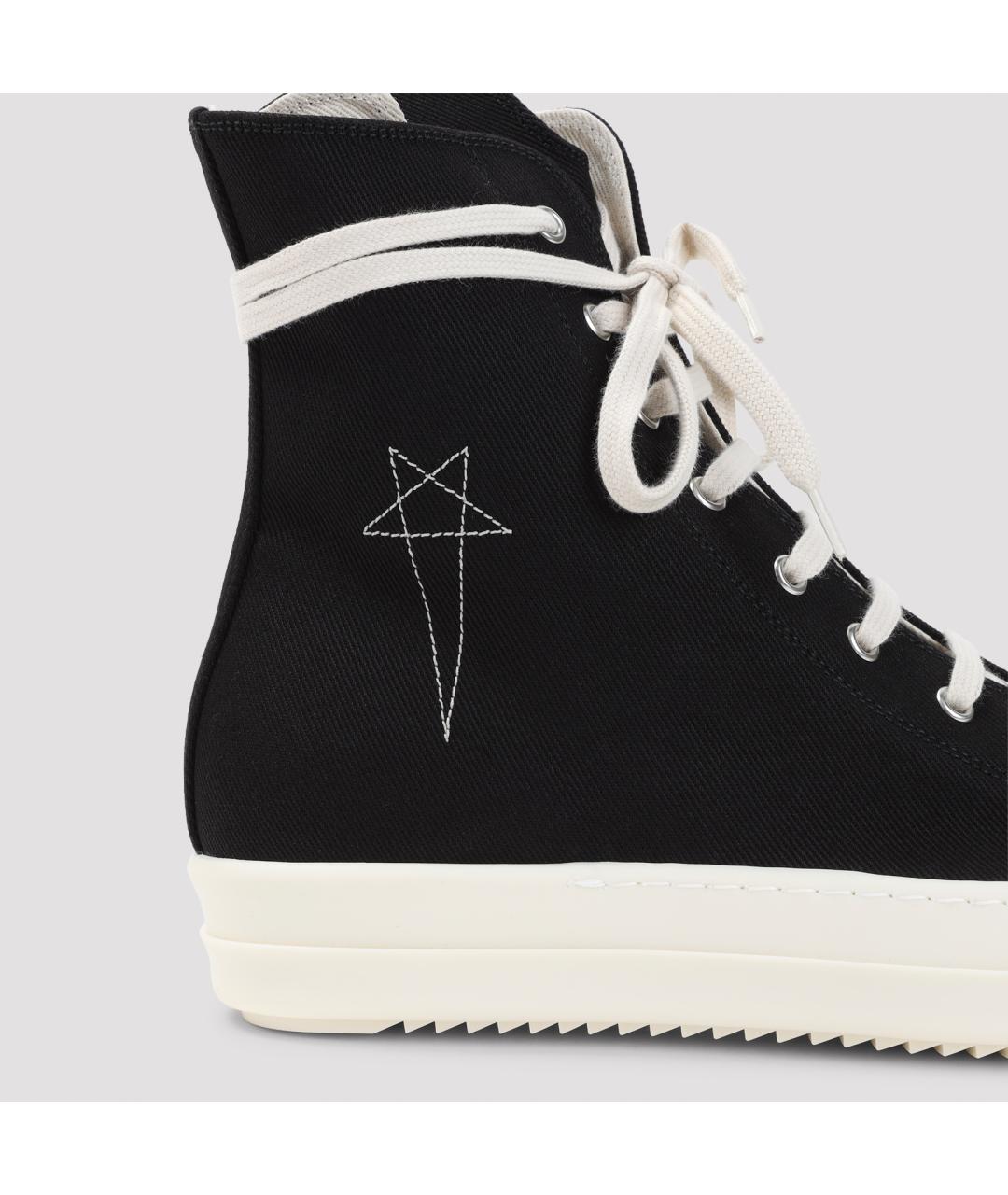 RICK OWENS DRKSHDW Черные текстильные высокие кроссовки / кеды, фото 5