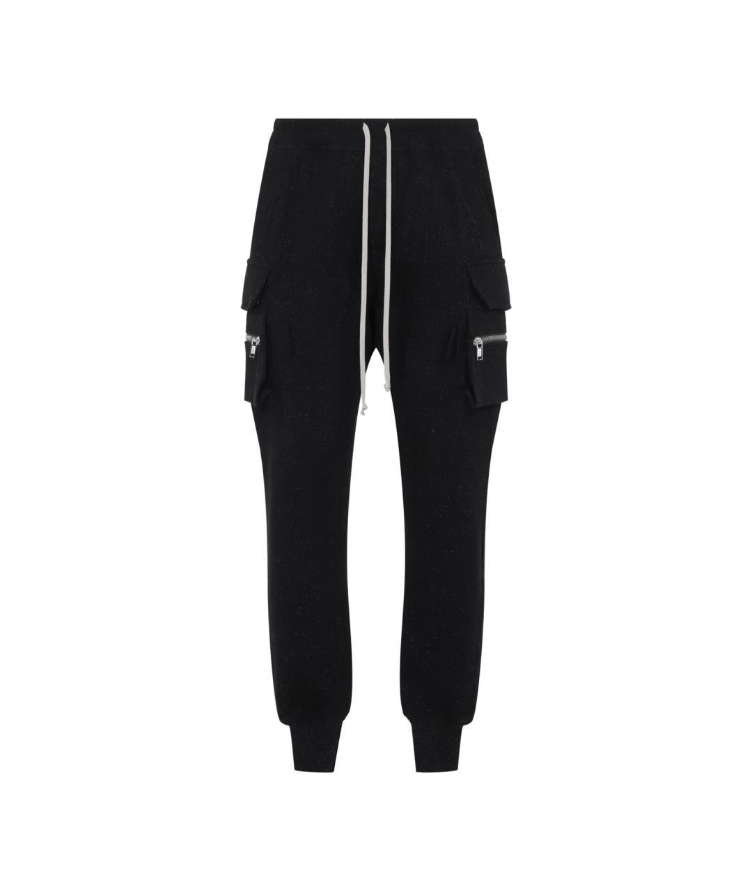 RICK OWENS Черные хлопковые повседневные брюки, фото 1