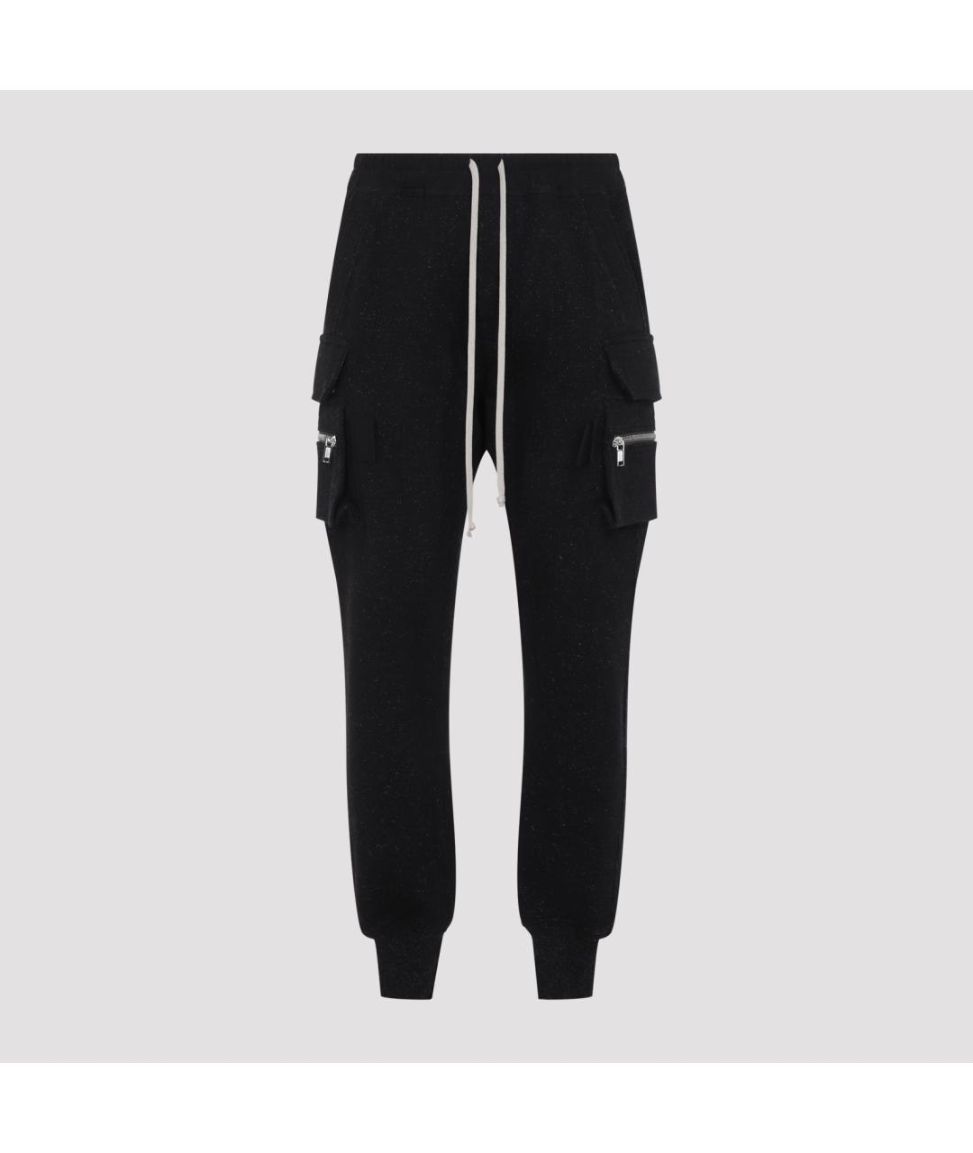 RICK OWENS Черные хлопковые повседневные брюки, фото 2