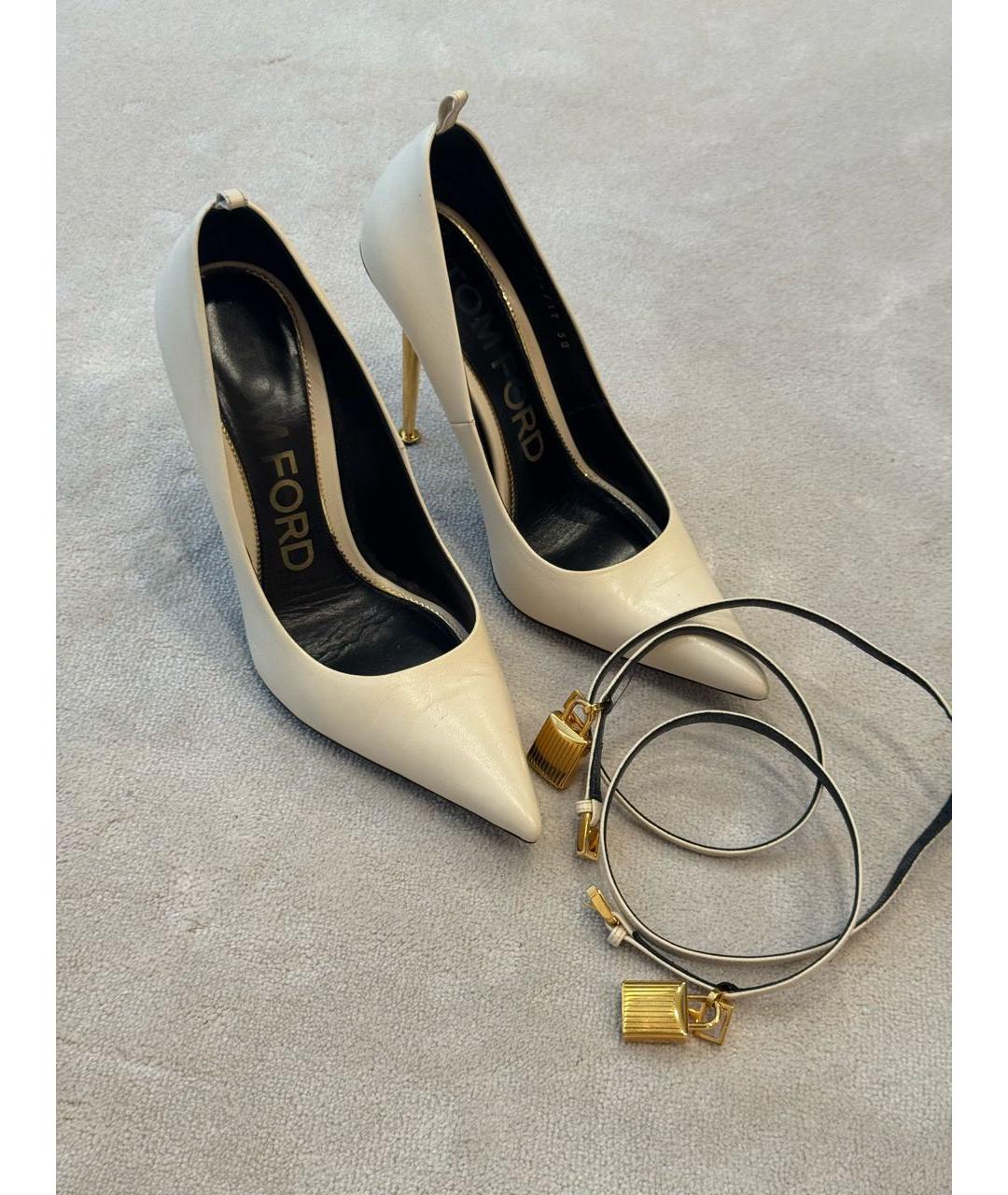 TOM FORD Белые кожаные туфли, фото 5