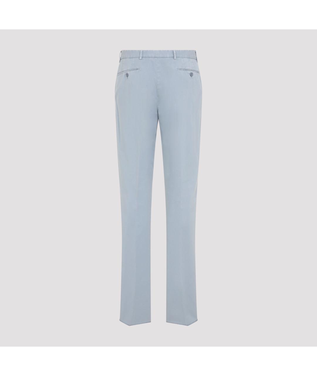 RALPH LAUREN PURPLE LABEL Голубые хлопковые повседневные брюки, фото 3