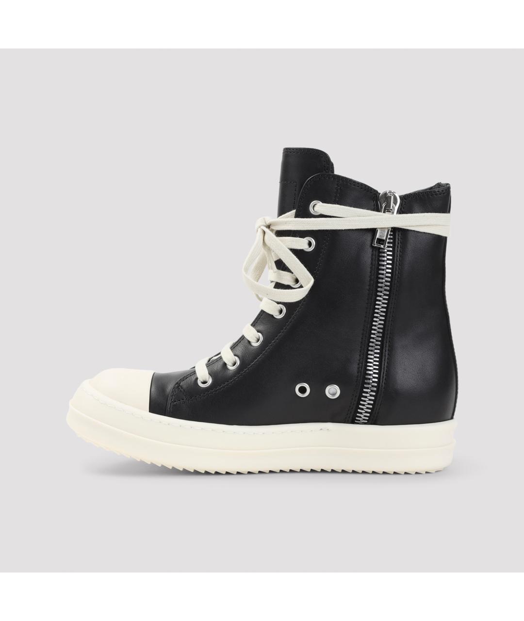 RICK OWENS Черные кожаные кроссовки, фото 3