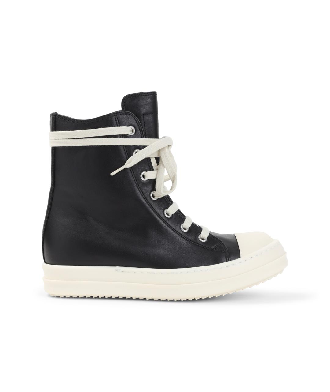 RICK OWENS Черные кожаные кроссовки, фото 1