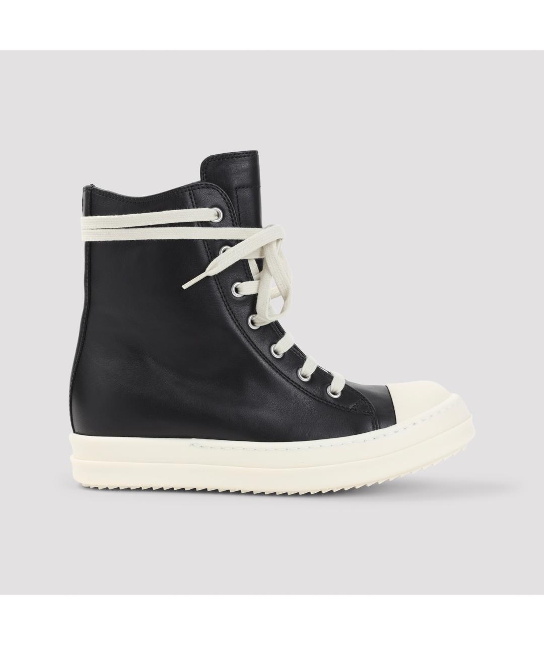 RICK OWENS Черные кожаные кроссовки, фото 2