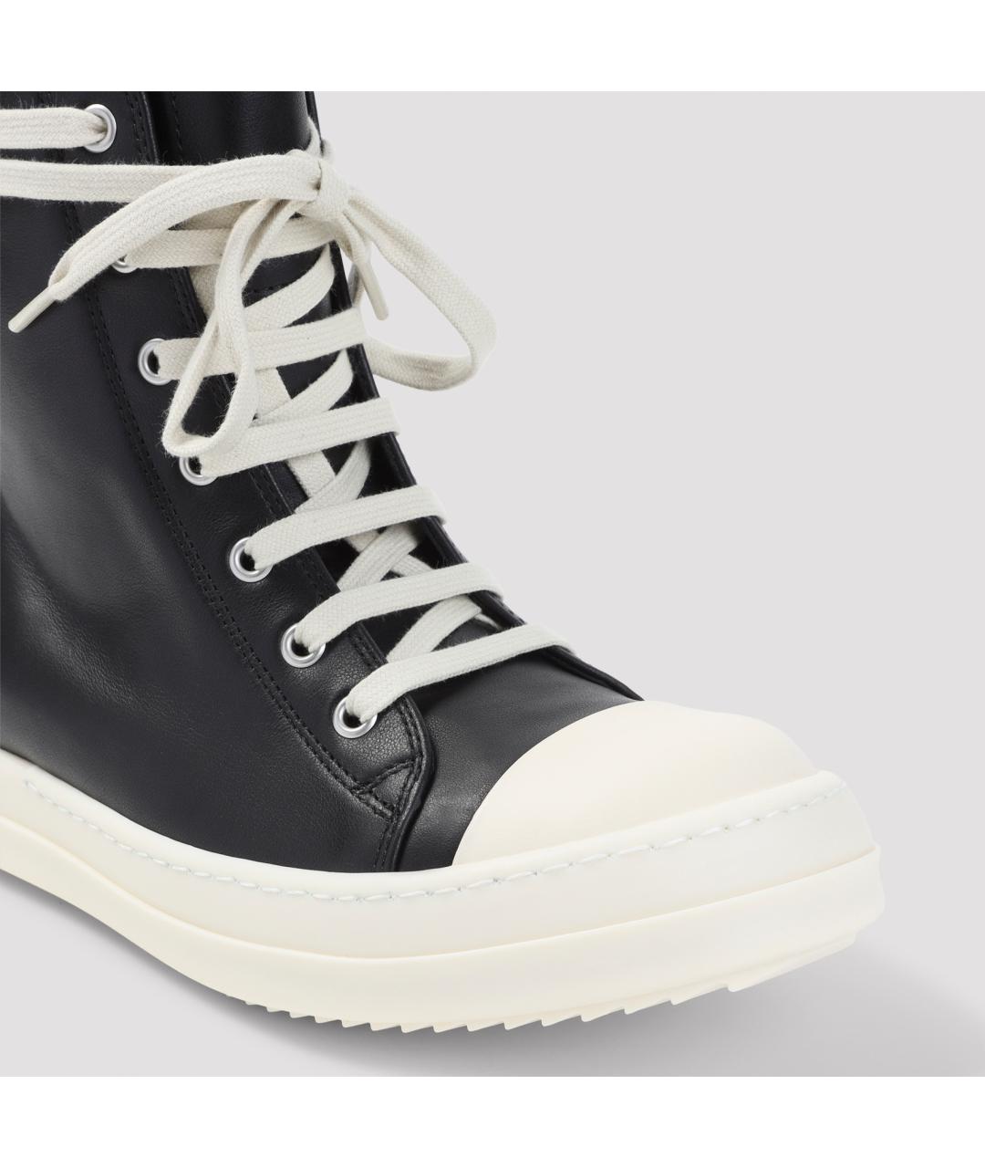 RICK OWENS Черные кожаные кроссовки, фото 5