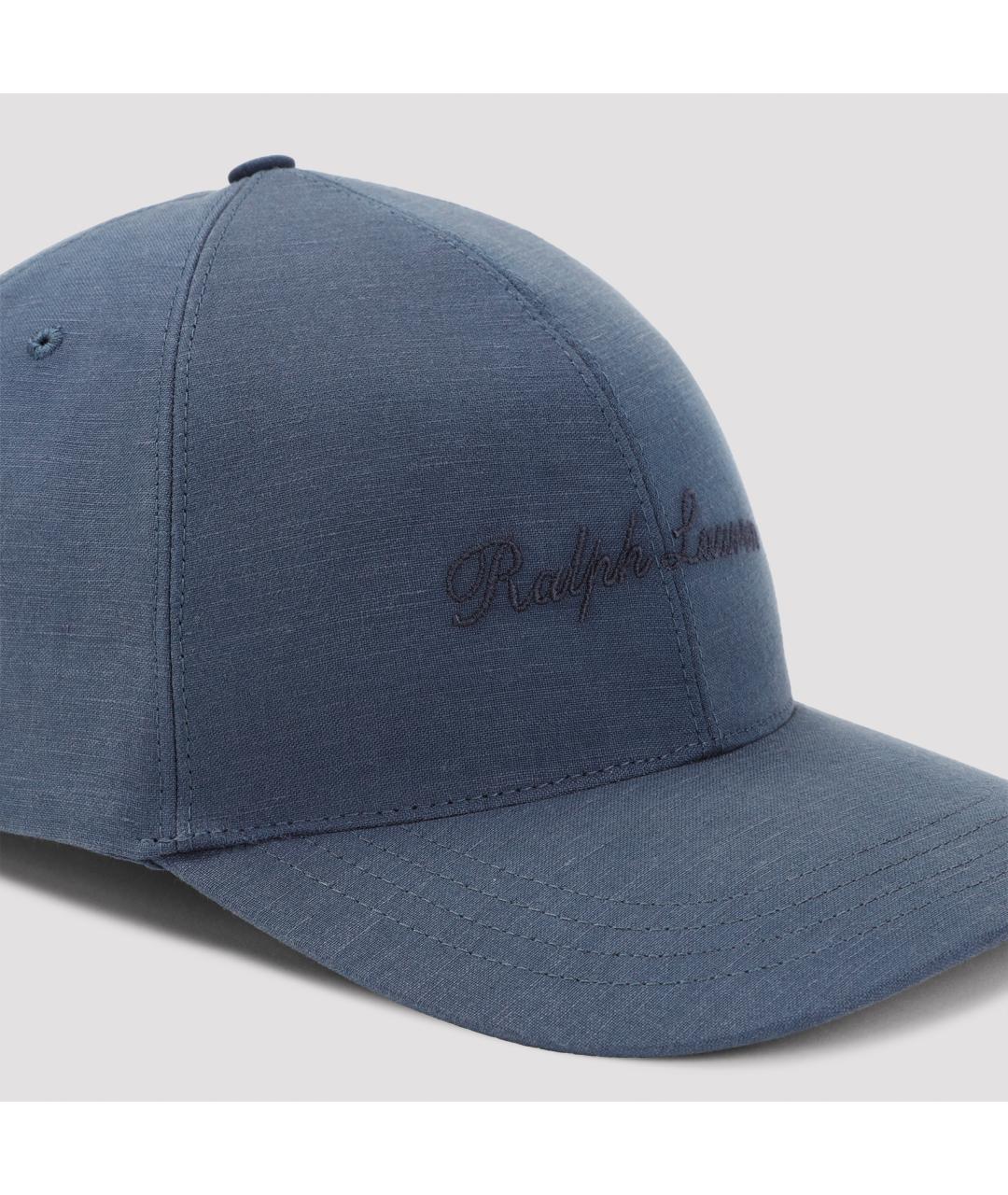 RALPH LAUREN PURPLE LABEL Синяя льняная кепка/бейсболка, фото 4
