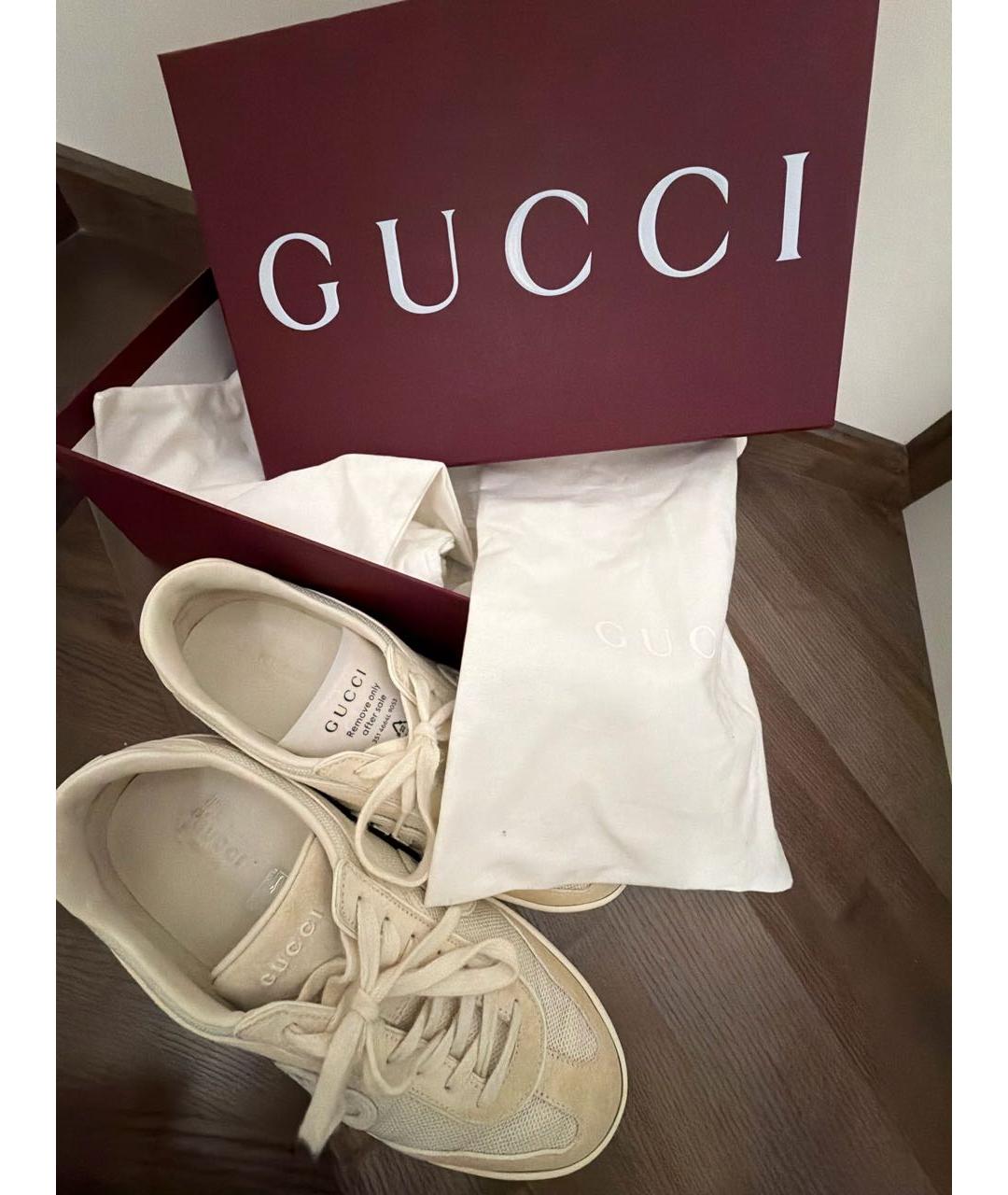 GUCCI Белые замшевые кеды, фото 7