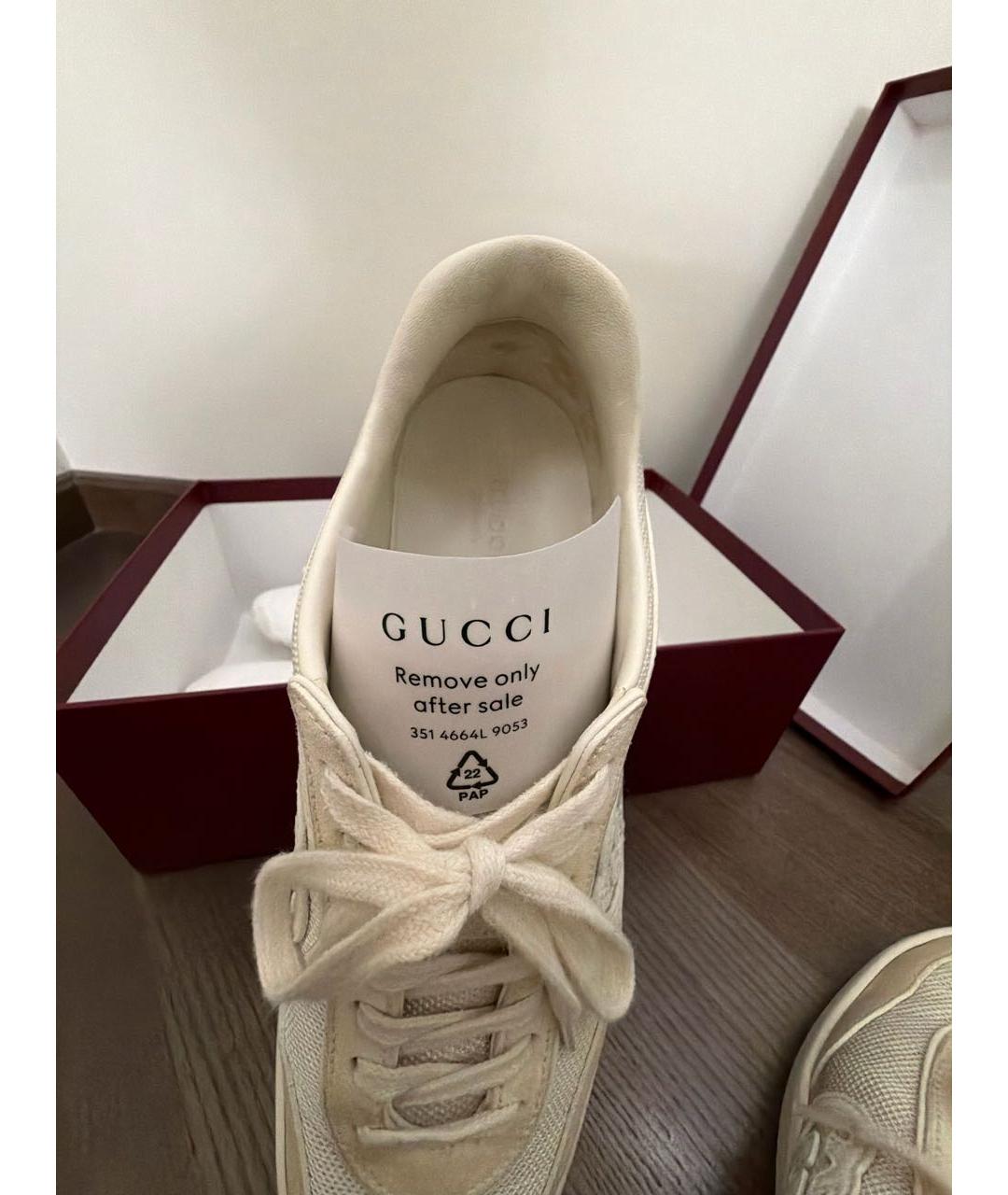 GUCCI Белые замшевые кеды, фото 6