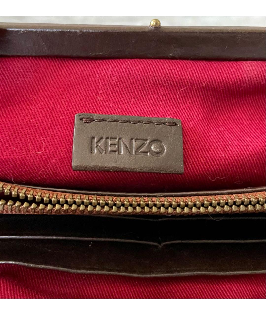 KENZO Коричневая кожаная сумка с короткими ручками, фото 7