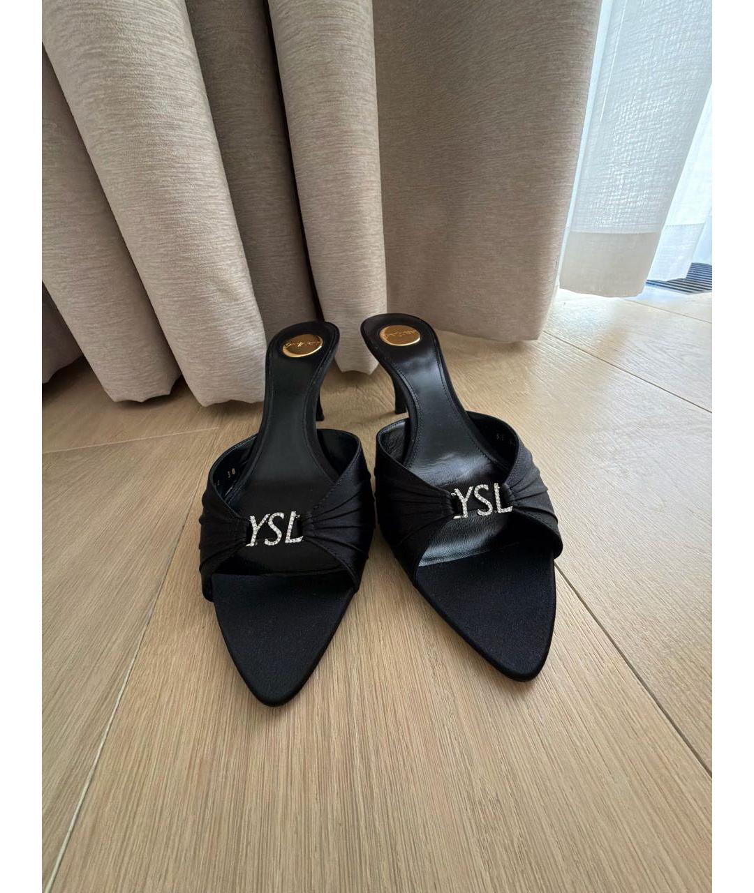 SAINT LAURENT Черные мюли, фото 2