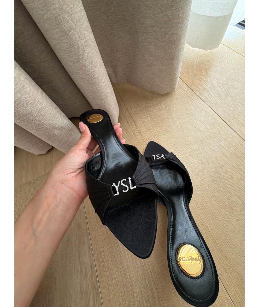 SAINT LAURENT Черные мюли, фото 5