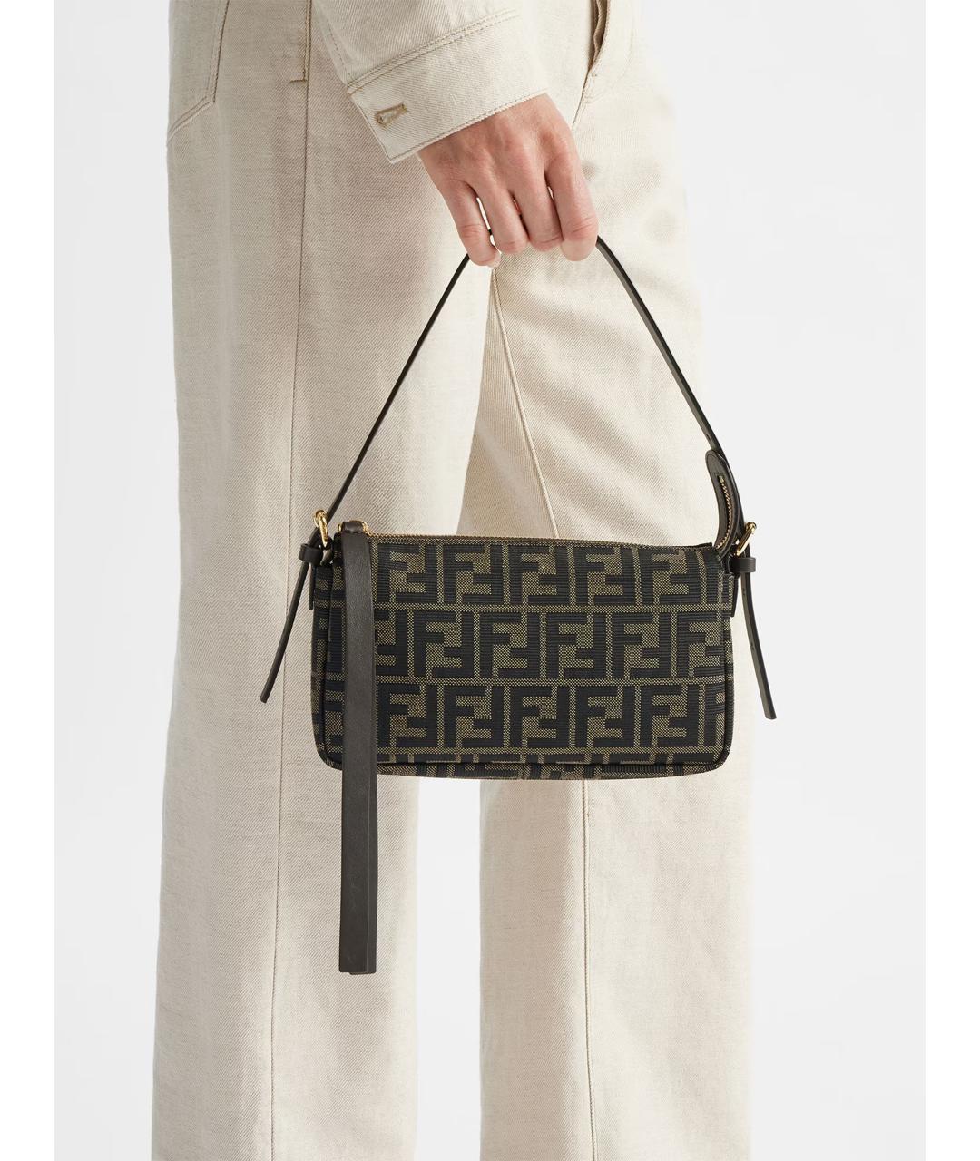 FENDI Коричневая канва сумка с короткими ручками, фото 6