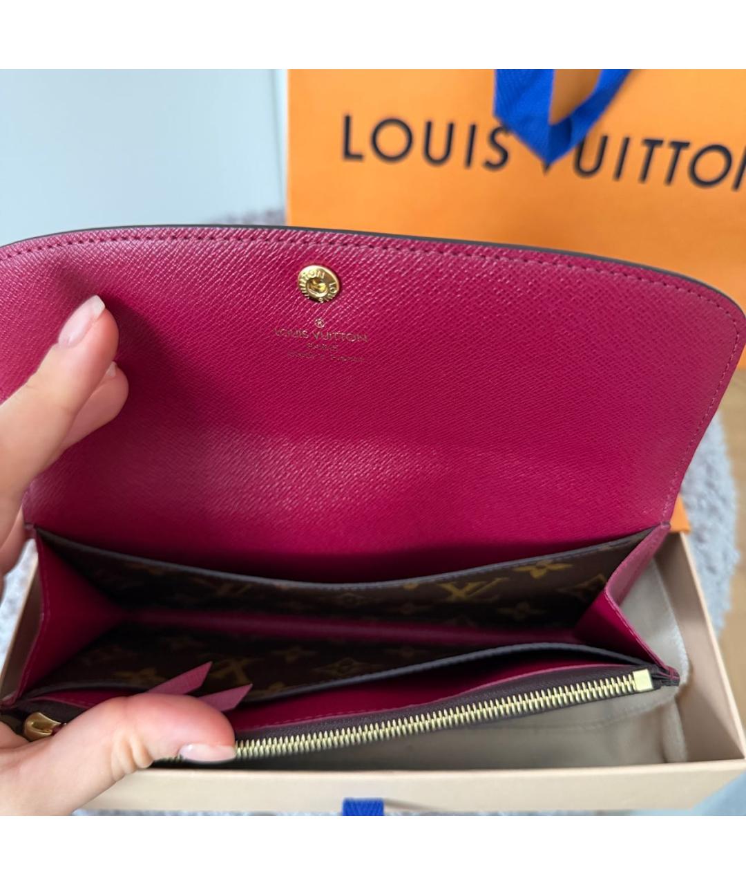 LOUIS VUITTON Коричневый кожаный кошелек, фото 4