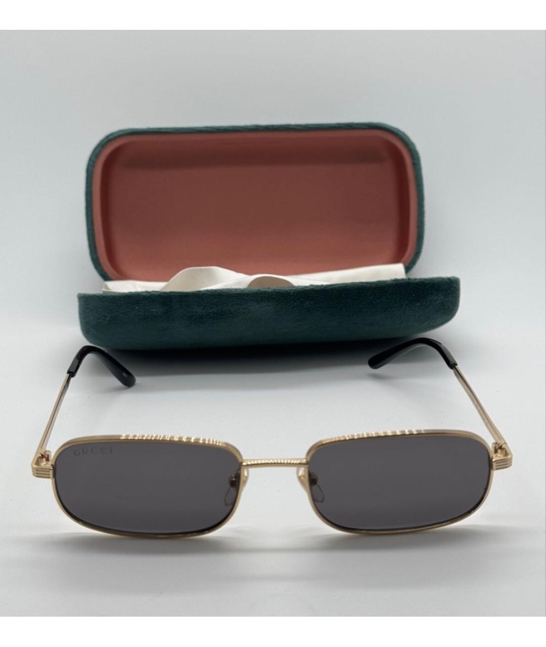 GUCCI Золотые металлические солнцезащитные очки, фото 4