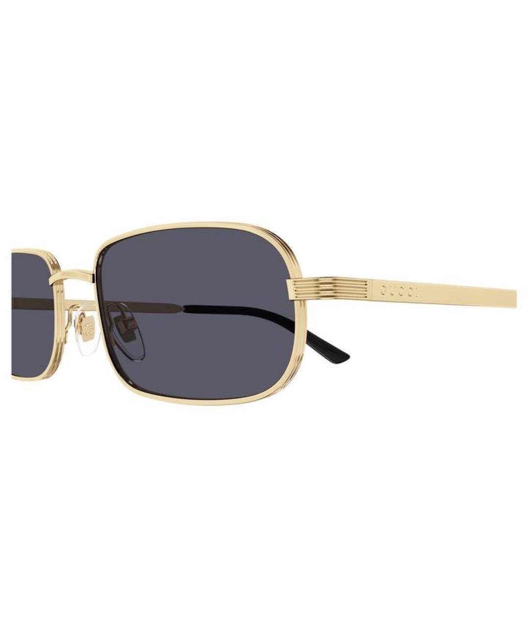 GUCCI Золотые металлические солнцезащитные очки, фото 3