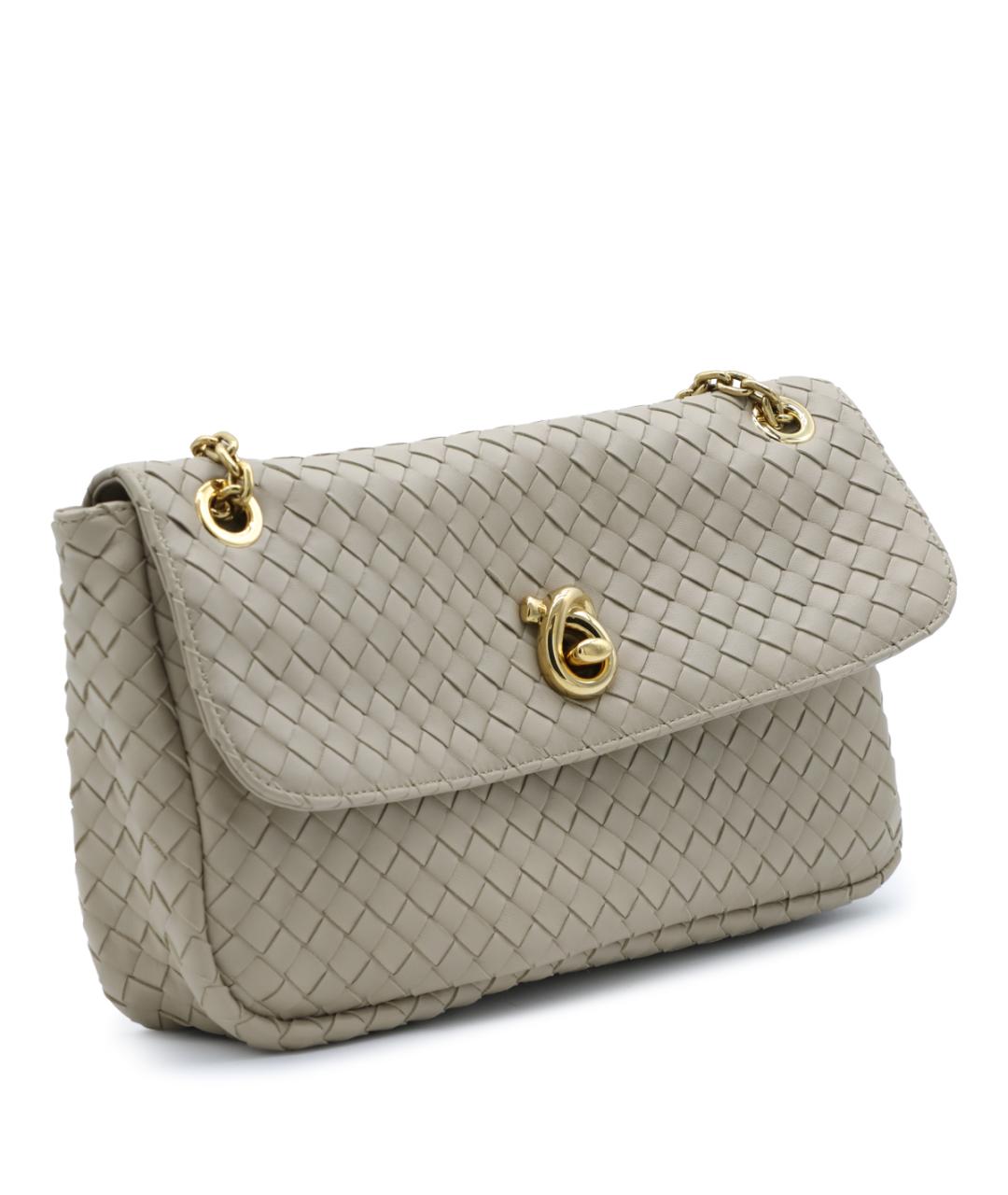 BOTTEGA VENETA Бежевая кожаная сумка через плечо, фото 4