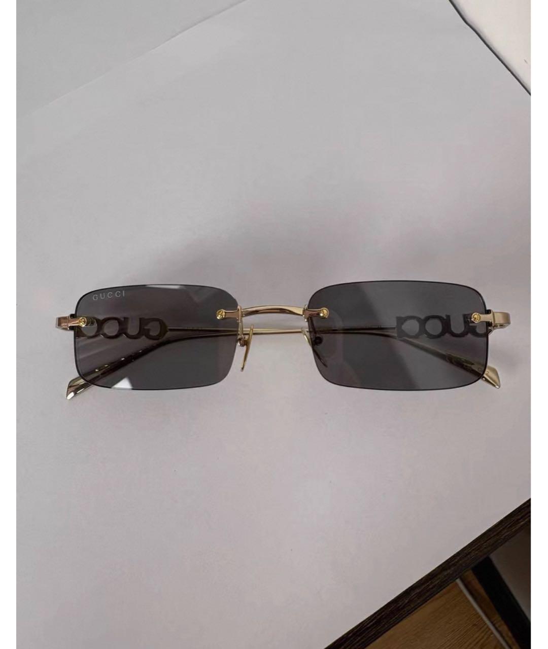 GUCCI Золотые металлические солнцезащитные очки, фото 4