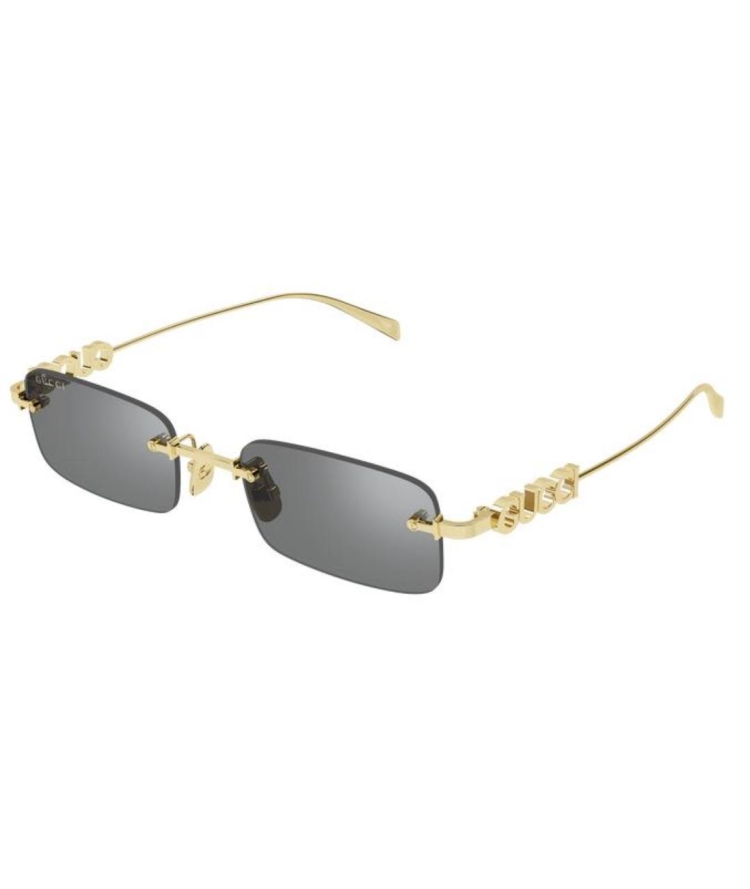 GUCCI Золотые металлические солнцезащитные очки, фото 5