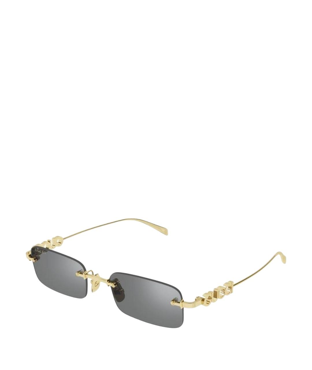 GUCCI Золотые металлические солнцезащитные очки, фото 1