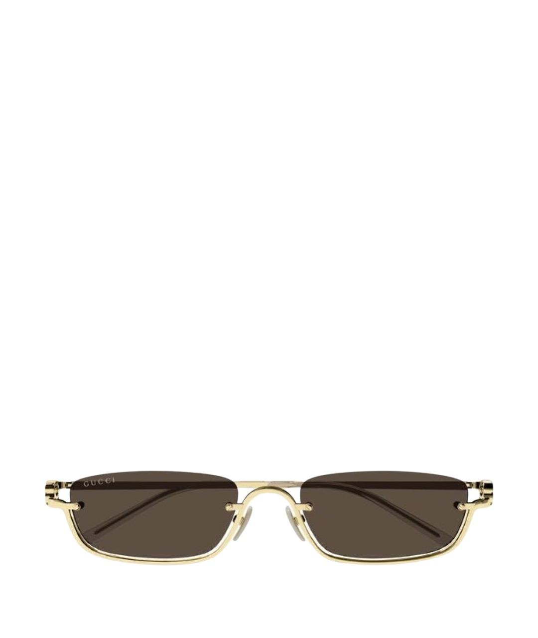 GUCCI Золотые металлические солнцезащитные очки, фото 1