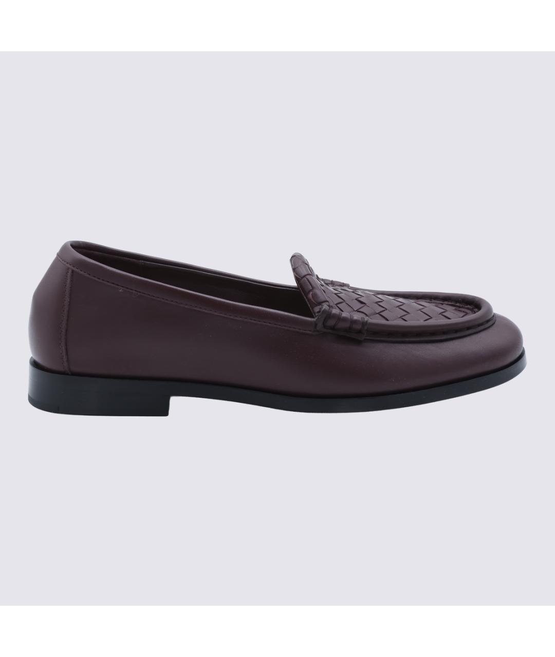 BOTTEGA VENETA Бордовые кожаные лоферы, фото 2
