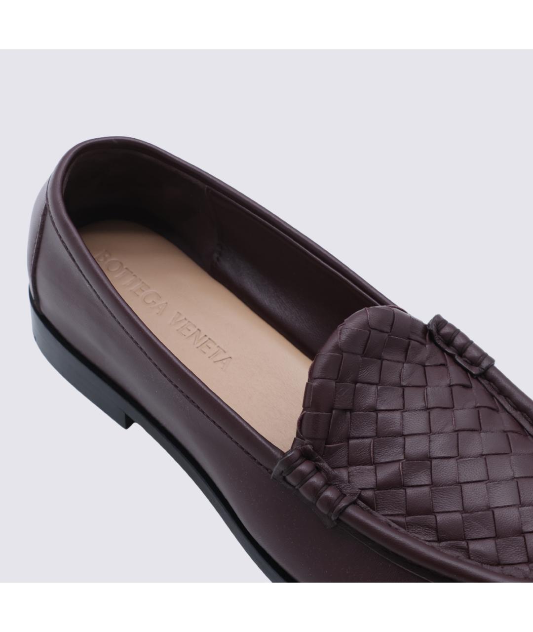 BOTTEGA VENETA Бордовые кожаные лоферы, фото 7