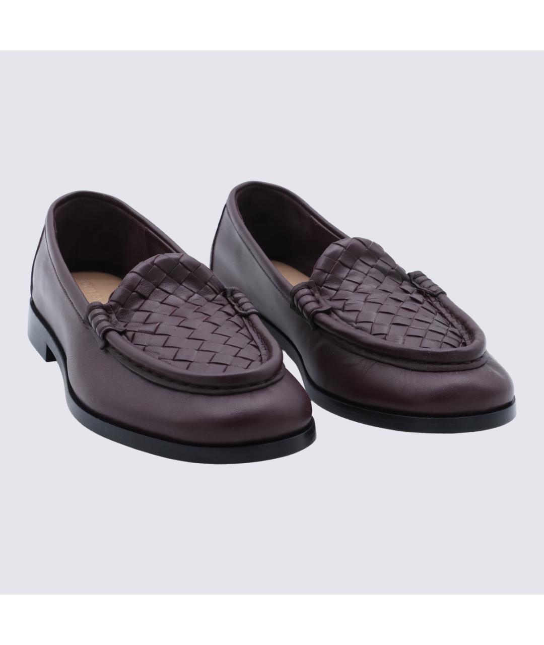 BOTTEGA VENETA Бордовые кожаные лоферы, фото 3