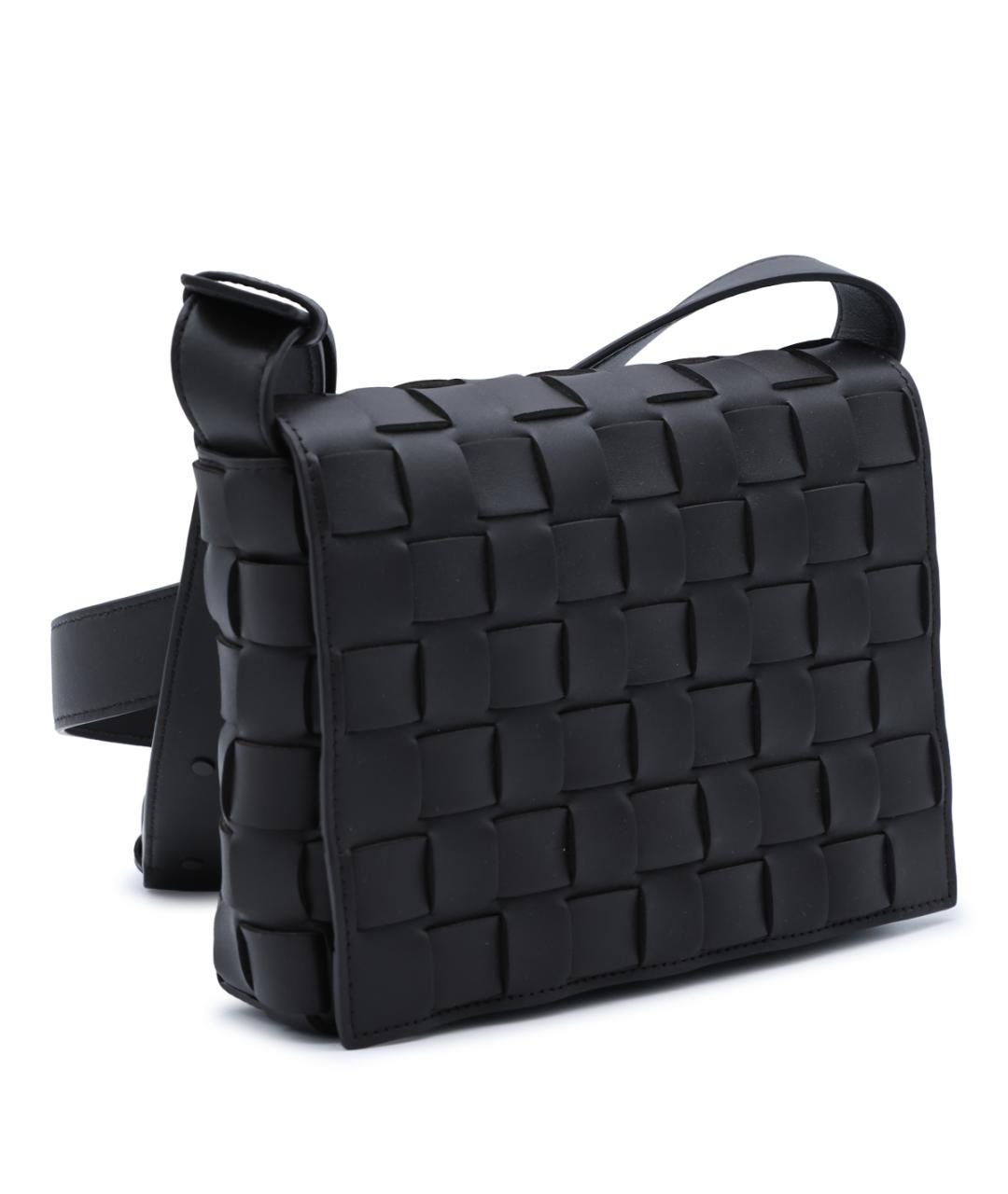 BOTTEGA VENETA Черная кожаная сумка на плечо, фото 4