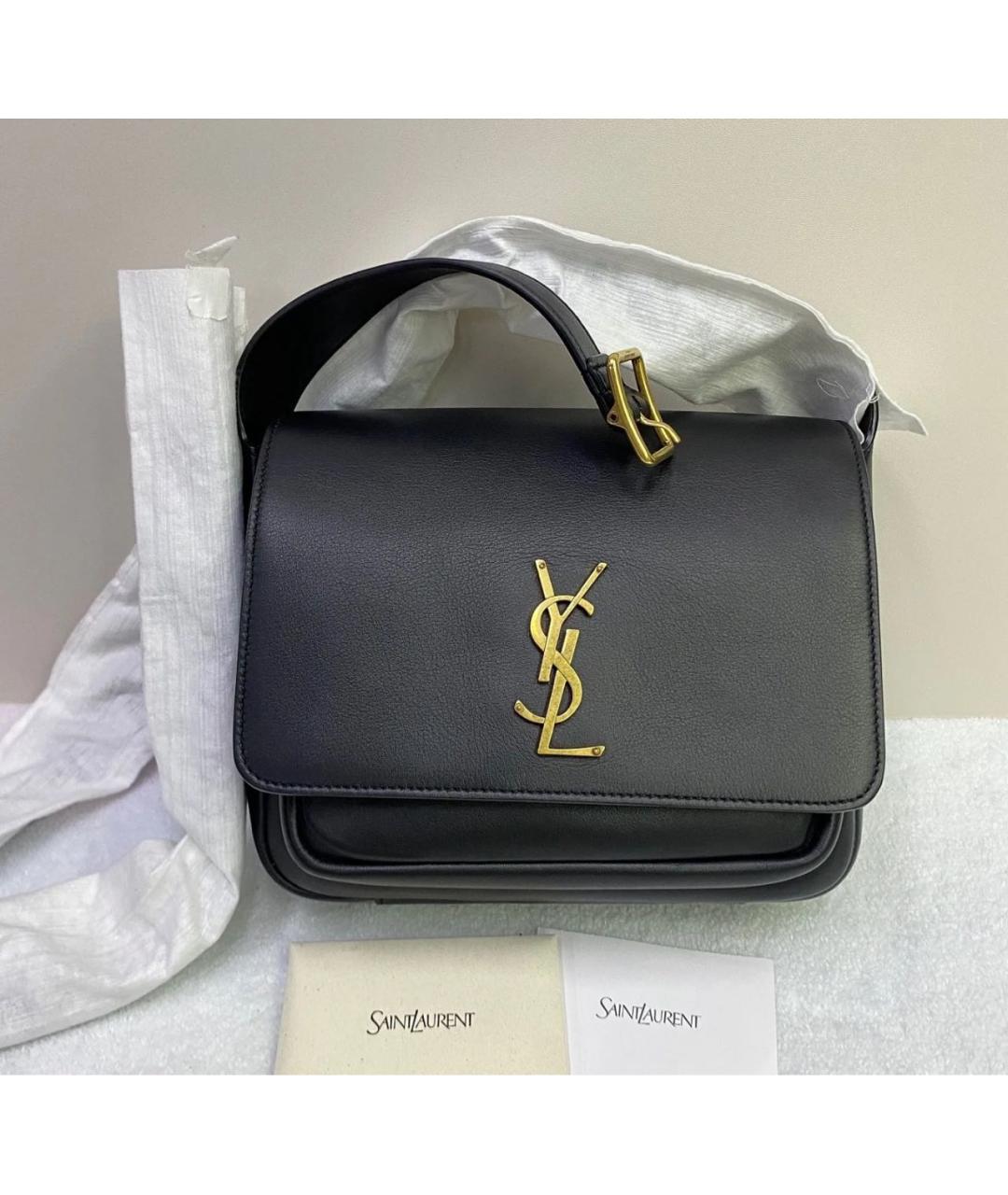 SAINT LAURENT Черная кожаная сумка через плечо, фото 3