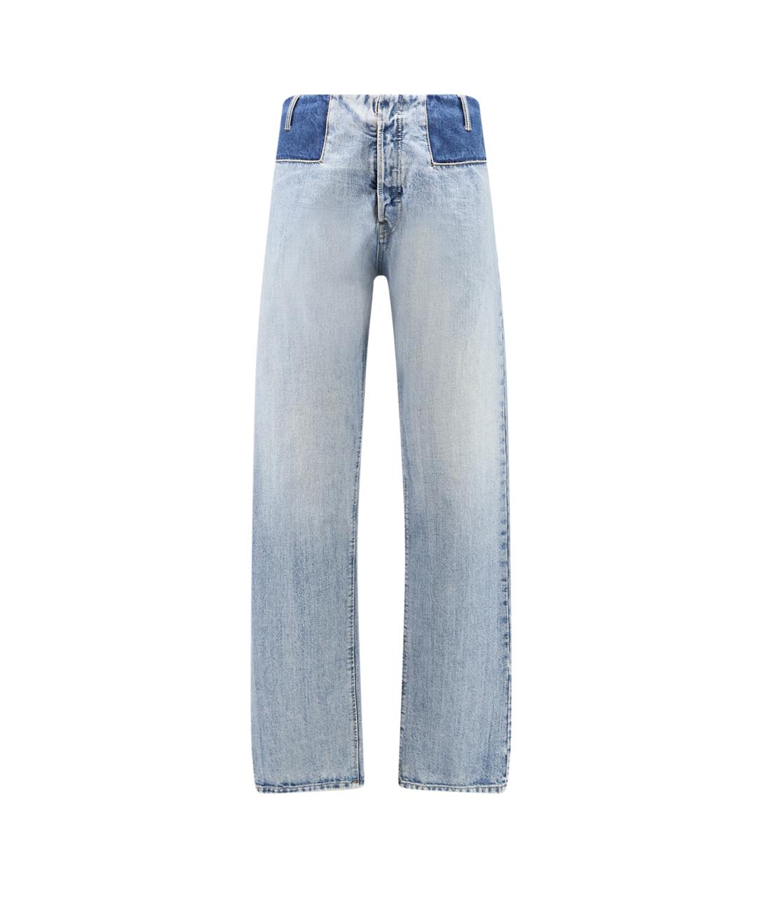 MAISON MARGIELA Голубые хлопковые прямые джинсы, фото 1