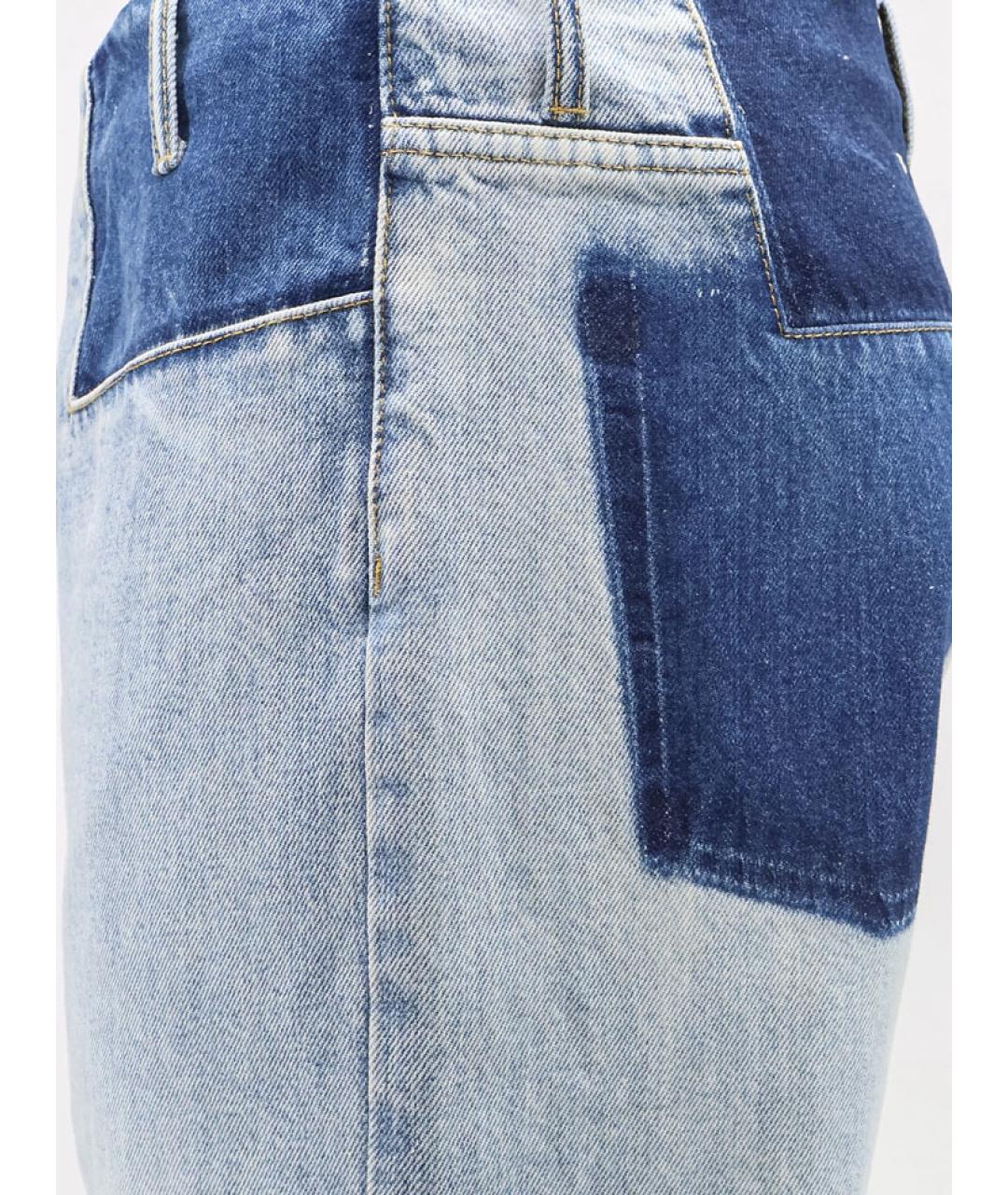 MAISON MARGIELA Голубые хлопковые прямые джинсы, фото 3