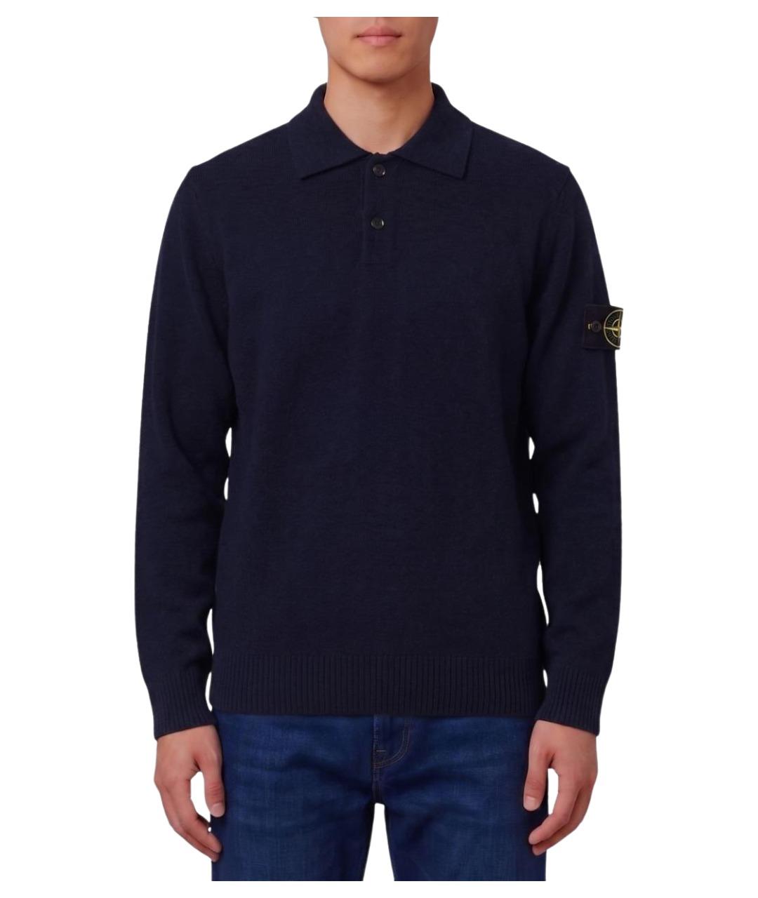 STONE ISLAND Темно-синий шерстяной джемпер / свитер, фото 1