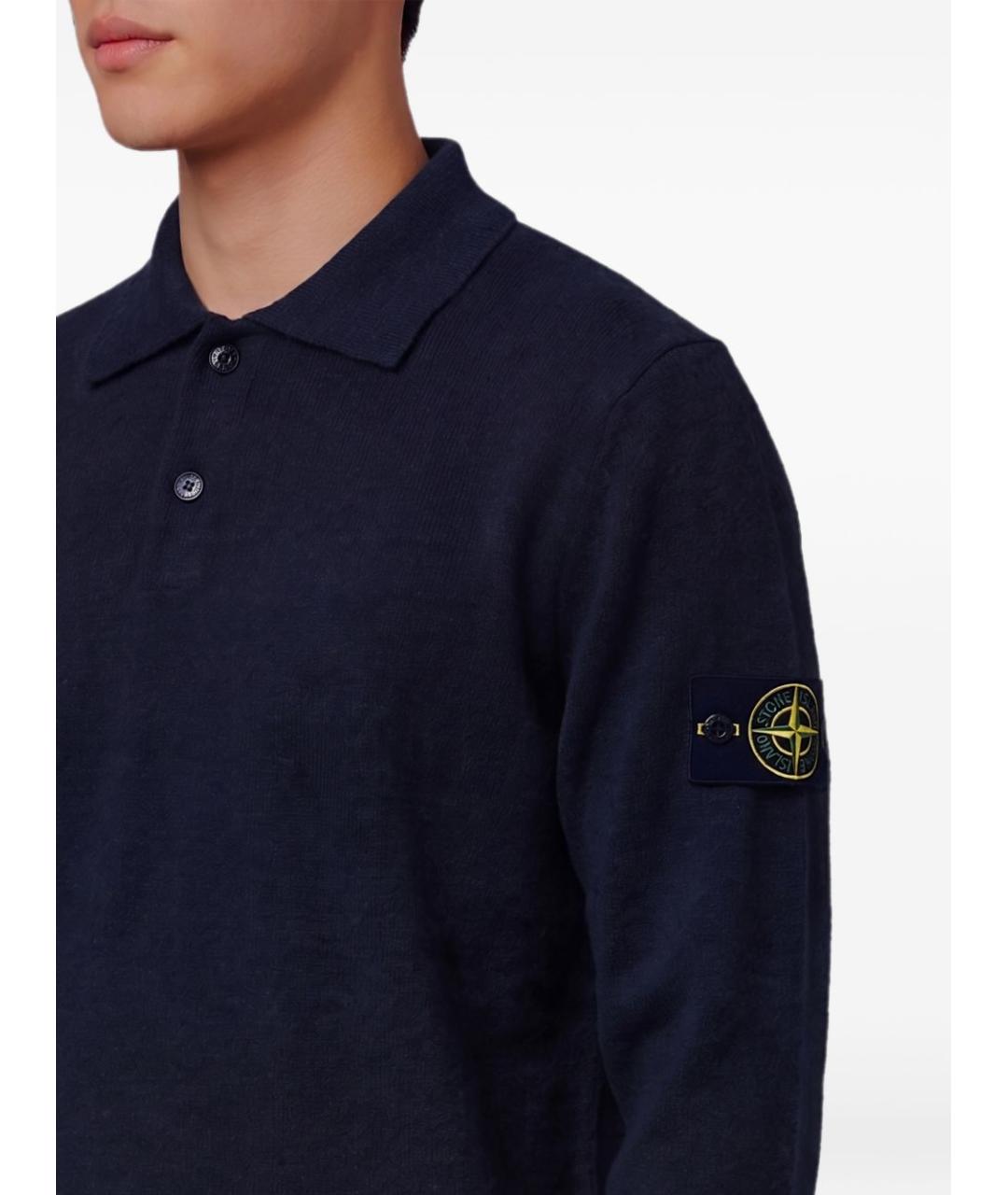 STONE ISLAND Темно-синий шерстяной джемпер / свитер, фото 2