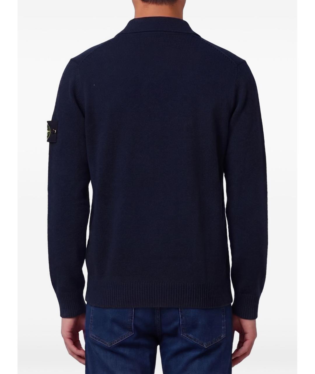 STONE ISLAND Темно-синий шерстяной джемпер / свитер, фото 3
