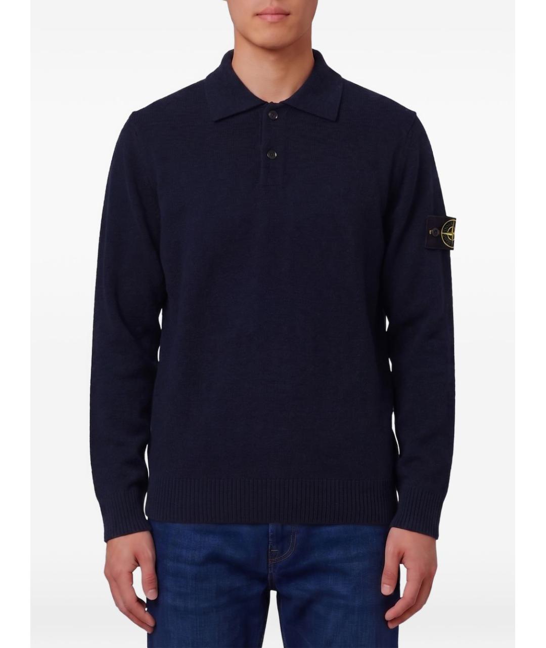 STONE ISLAND Темно-синий шерстяной джемпер / свитер, фото 4
