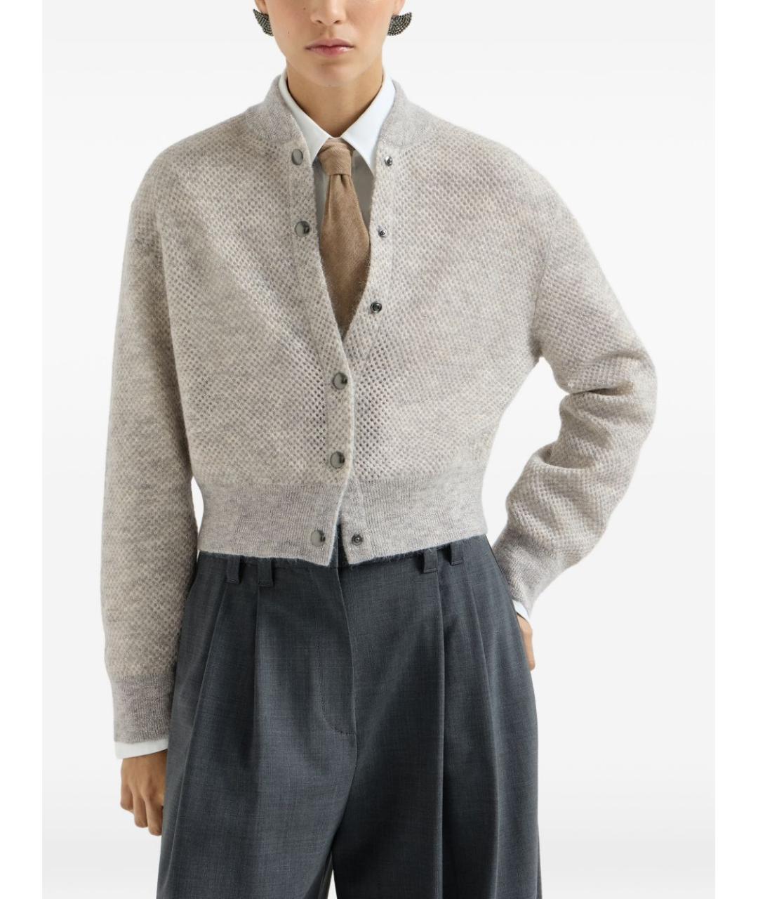 BRUNELLO CUCINELLI Серый кашемировый кардиган, фото 4