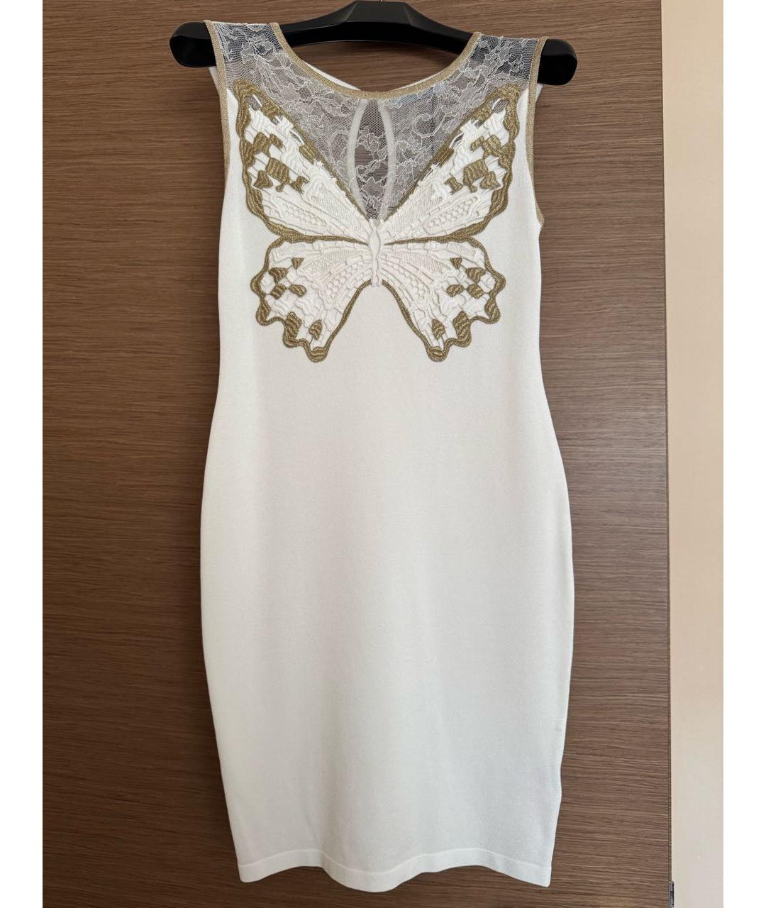 BLUMARINE Белое вискозное коктейльное платье, фото 7