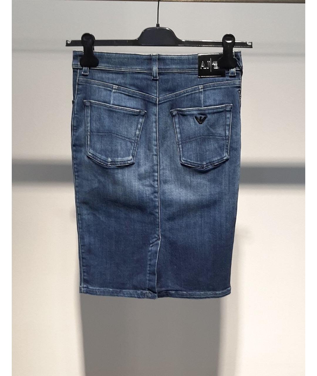 ARMANI JEANS Синяя хлопковая юбка миди, фото 2