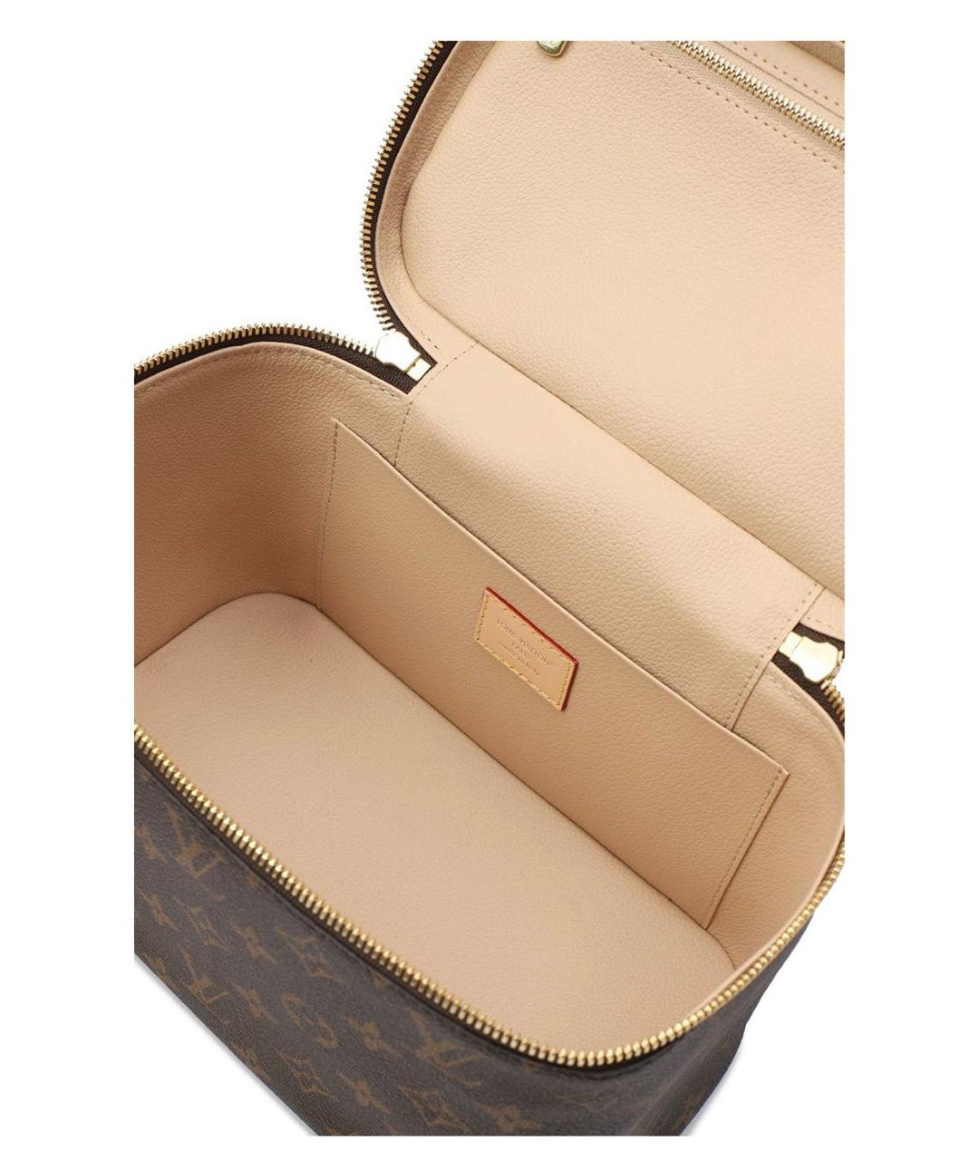 LOUIS VUITTON Коричневая кожаная косметичка, фото 3