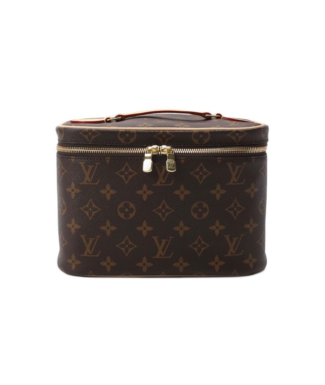 LOUIS VUITTON Коричневая кожаная косметичка, фото 4