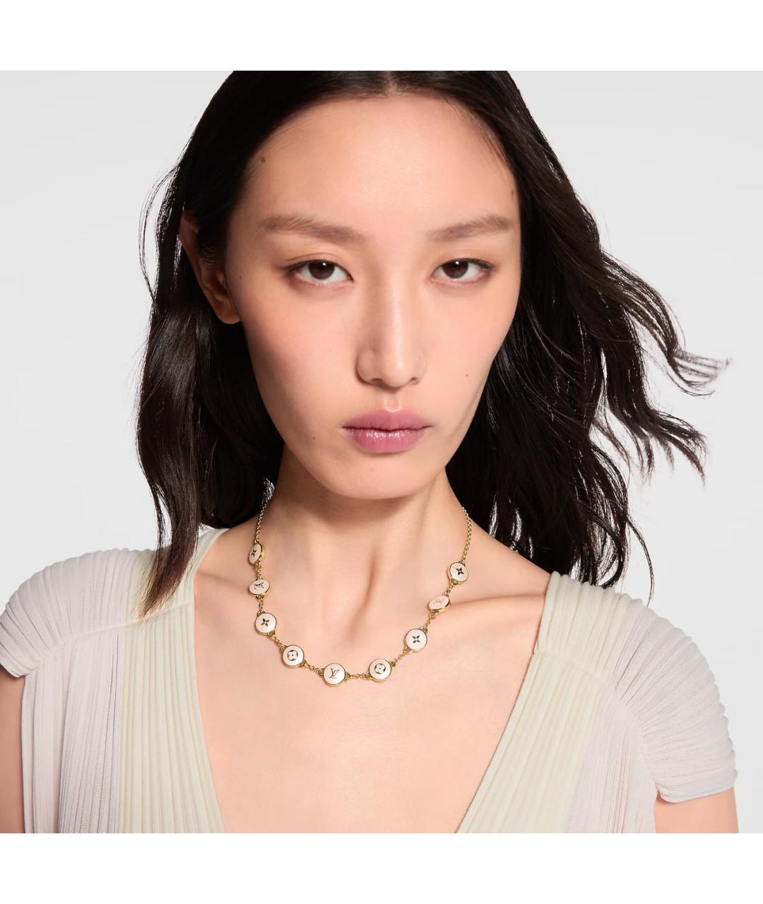LOUIS VUITTON Белое металлическое колье, фото 3