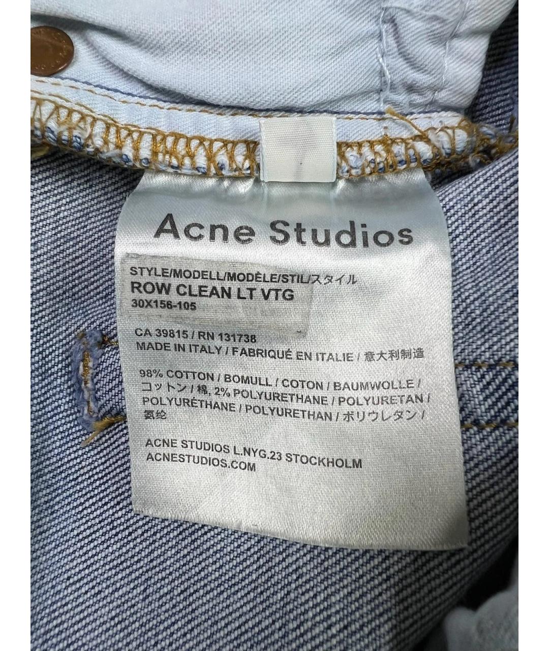 ACNE STUDIOS Голубые хлопковые прямые джинсы, фото 5