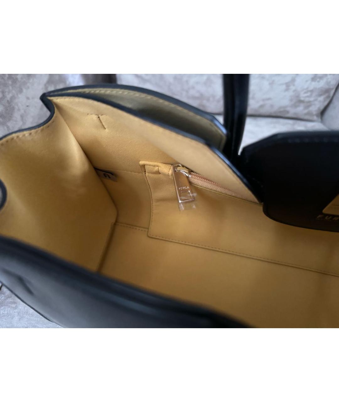 FURLA Черная кожаная сумка с короткими ручками, фото 4